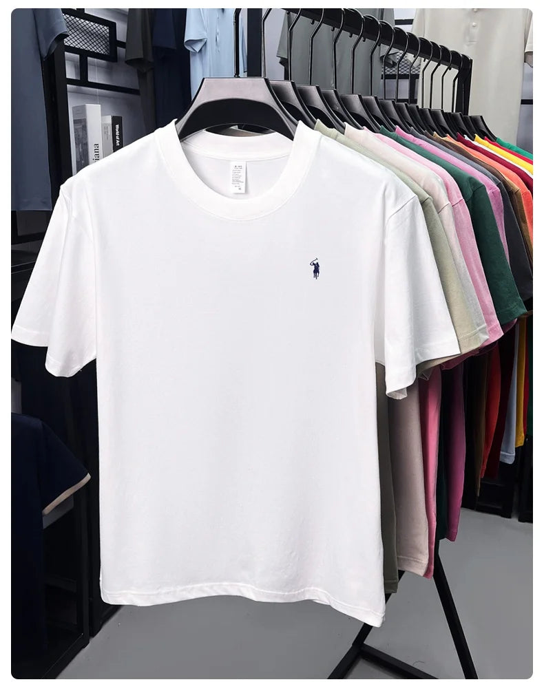 100% cotton men's short sleeve T-shirt fashion brand Paul Pony embroidery summer new high-end comfortable casual round neck top