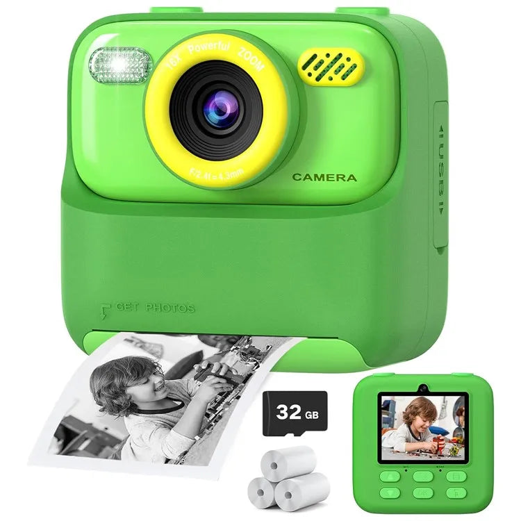AMORUS Kids Camera Instant 1080P HD Dual Lens Selfie Digital Camera for Girls Boys Christmas Birthday Gifts Toys With 32G Print