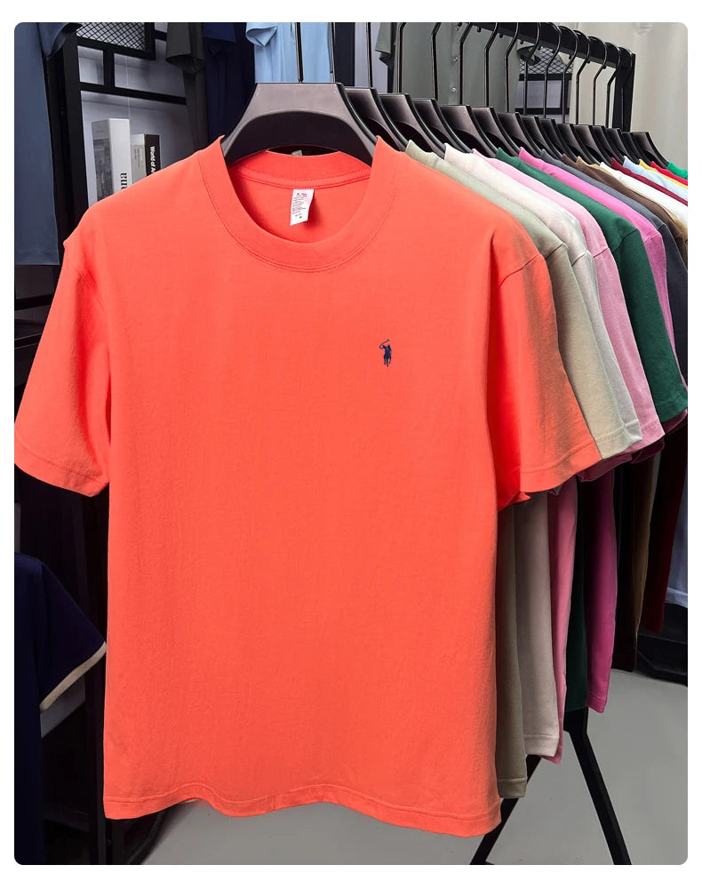 100% cotton men's short sleeve T-shirt fashion brand Paul Pony embroidery summer new high-end comfortable casual round neck top