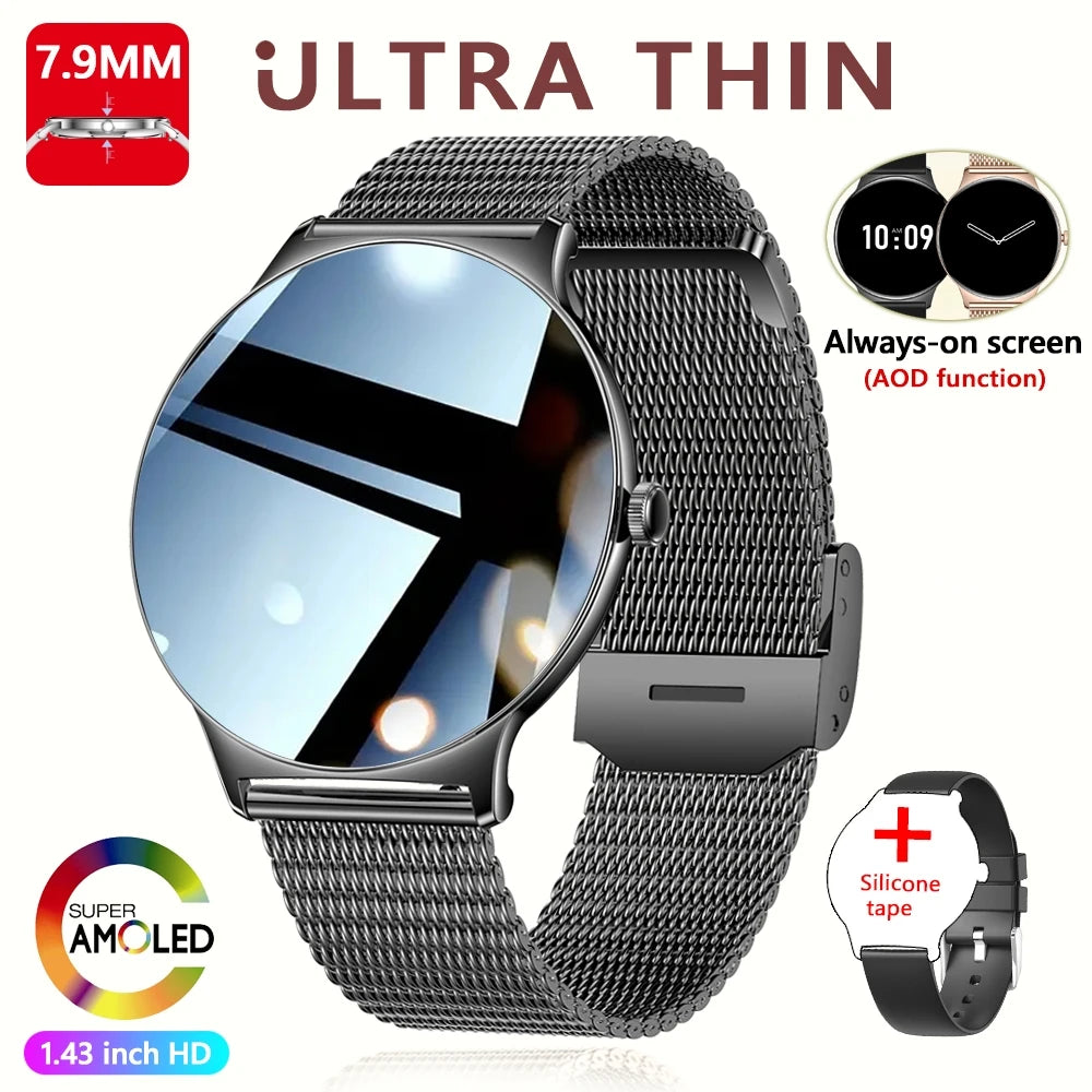 For Huawei New Ultra Slim AMOLED Smart Watch Women Screen Always Display Time Heart Rate BT Calling High-end Fashion Smartwatch