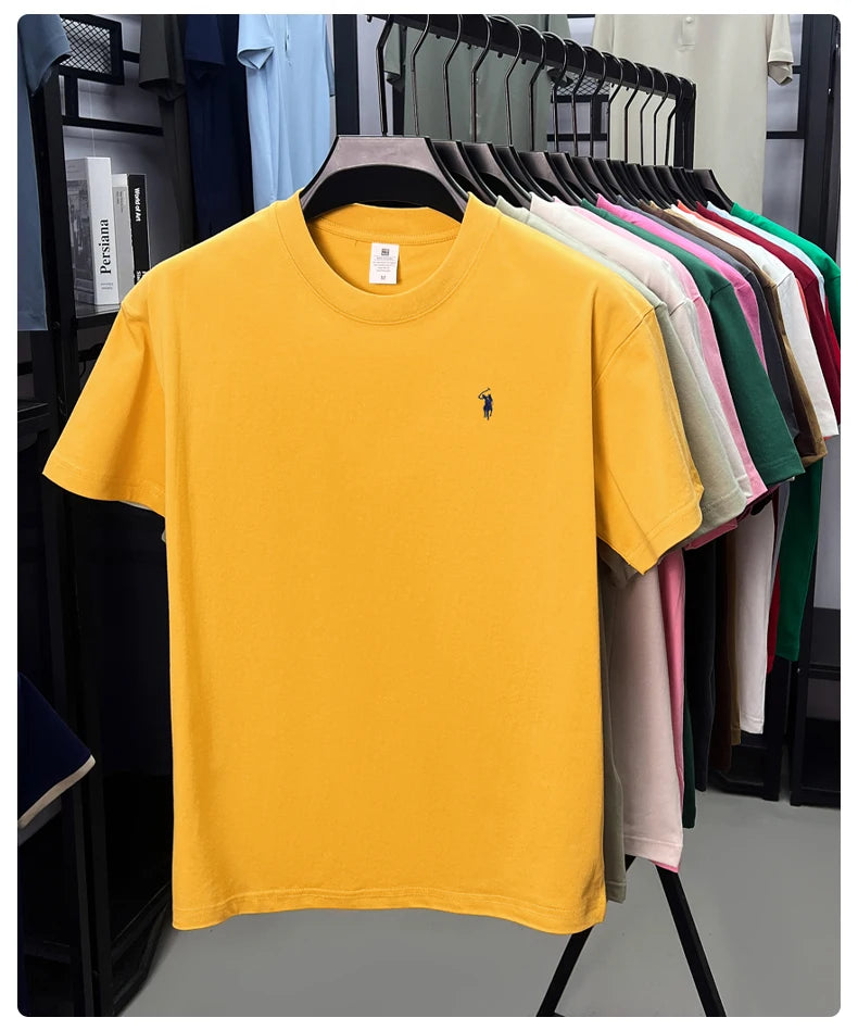 100% cotton men's short sleeve T-shirt fashion brand Paul Pony embroidery summer new high-end comfortable casual round neck top