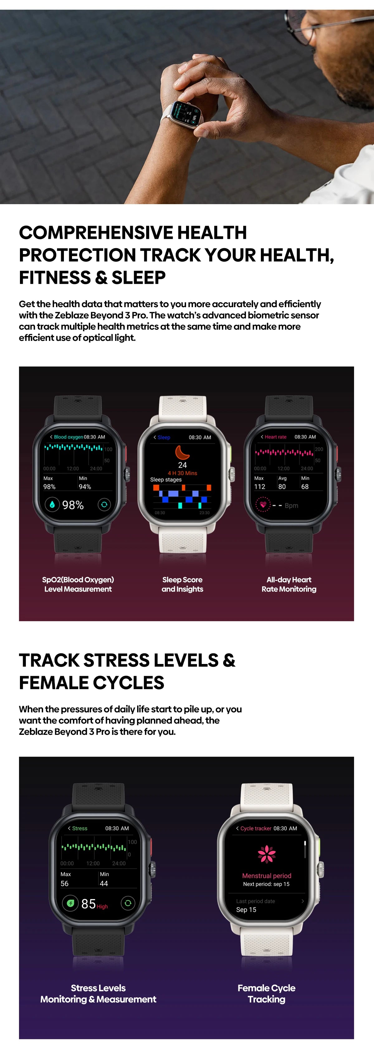 New Zeblaze Beyond 3 Pro GPS Smart Watch 2.15" AMOLED Display Built-in GPS & Route Import Make/Receive Phone Calls Smartwatch