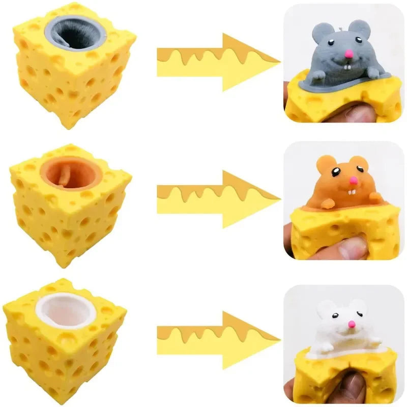 Mouse Squishy Toy Cheese Stress Ball Squishy Rat Squeeze Cheese Fidgets Squishy Mice Toy Stress Novelty Toy for People Best GIft