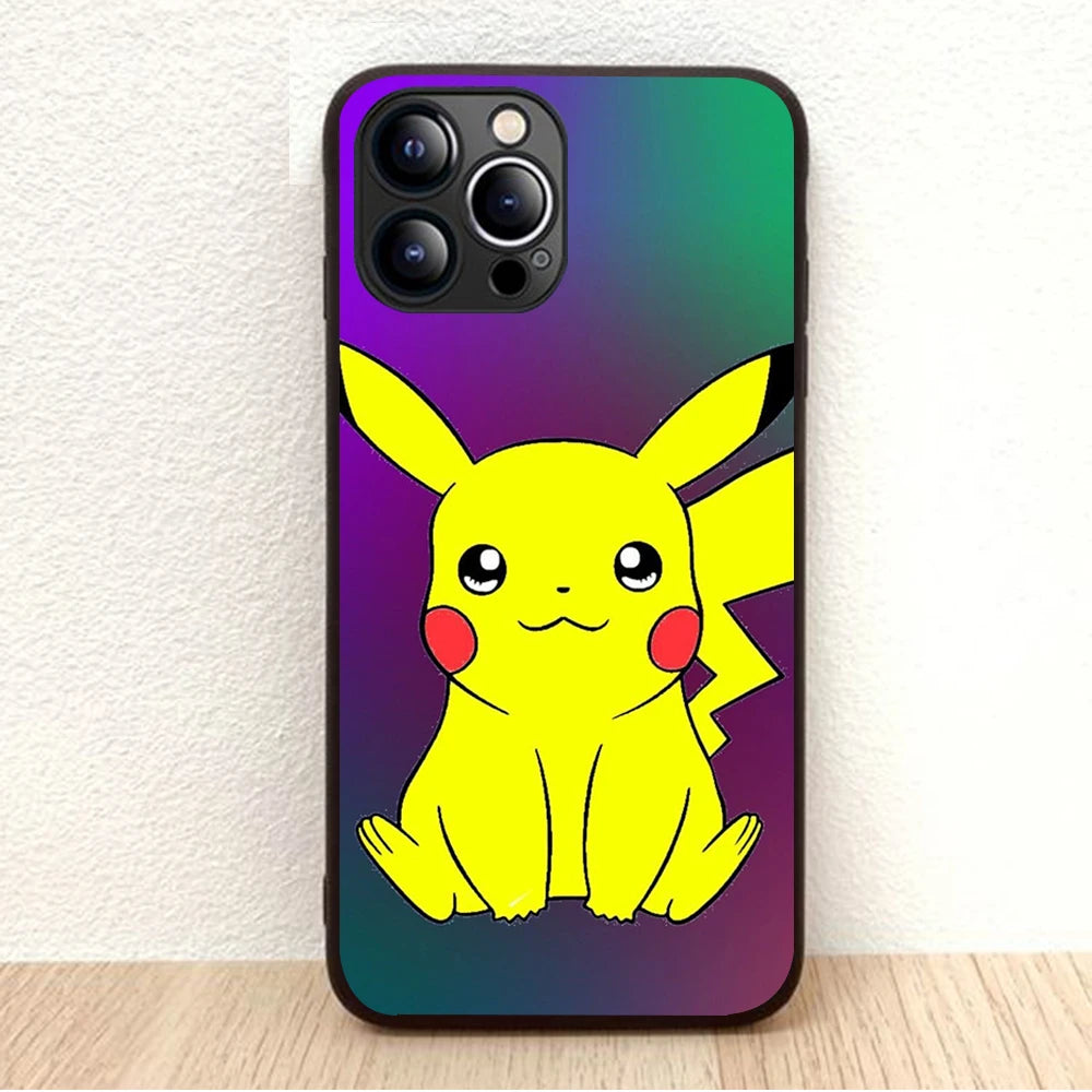 BW-46 Pikachu Soft Silicone Case For iPhone 5 5S 6 6S 7 8 SE 14 Plus Pro Max