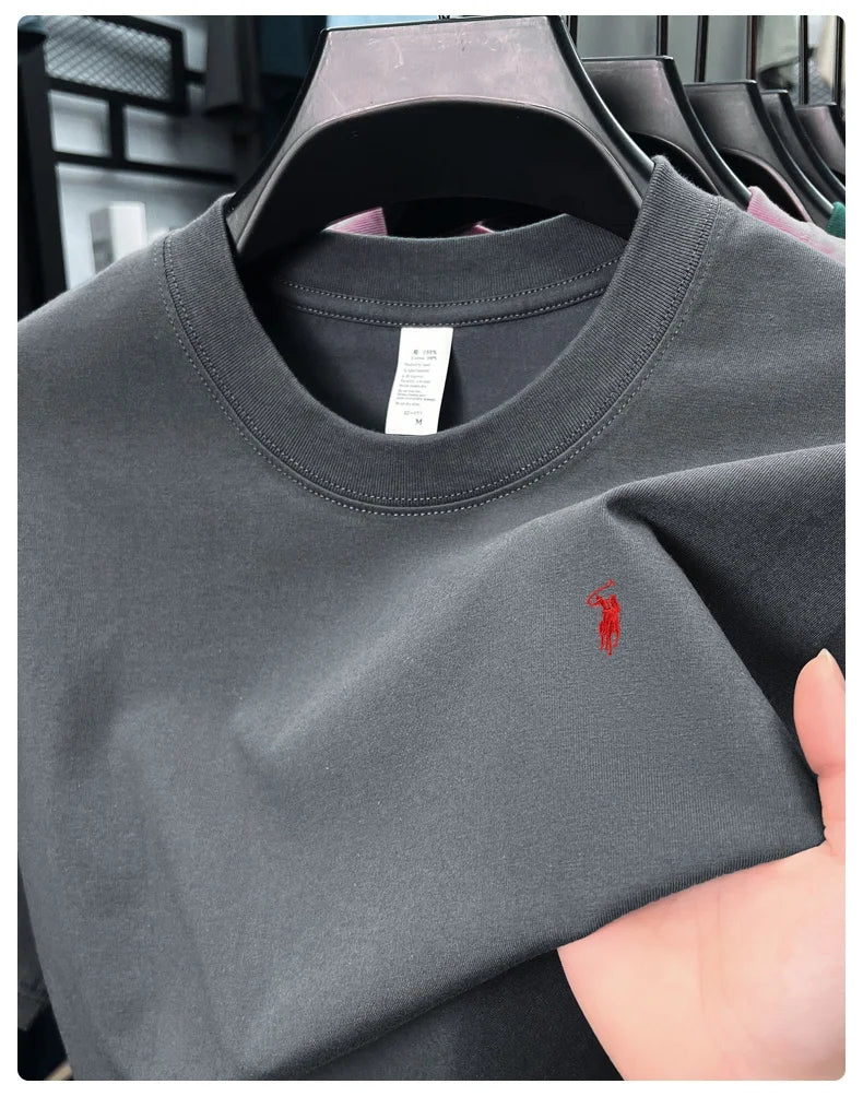 100% cotton men's short sleeve T-shirt fashion brand Paul Pony embroidery summer new high-end comfortable casual round neck top