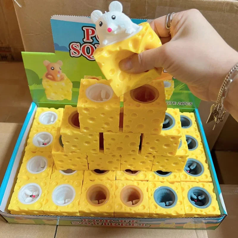 Mouse Squishy Toy Cheese Stress Ball Squishy Rat Squeeze Cheese Fidgets Squishy Mice Toy Stress Novelty Toy for People Best GIft