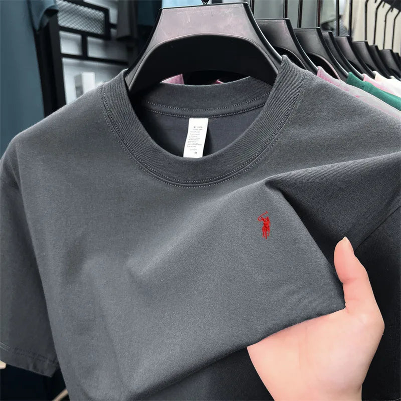 100% cotton men's short sleeve T-shirt fashion brand Paul Pony embroidery summer new high-end comfortable casual round neck top