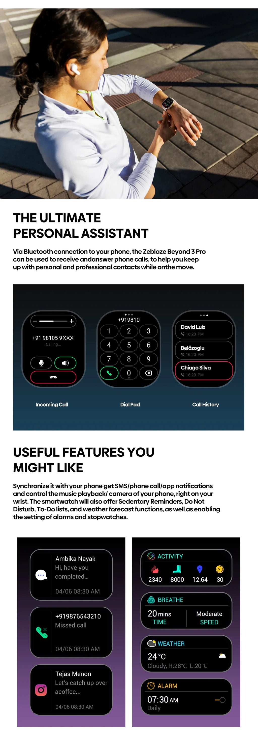 New Zeblaze Beyond 3 Pro GPS Smart Watch 2.15" AMOLED Display Built-in GPS & Route Import Make/Receive Phone Calls Smartwatch