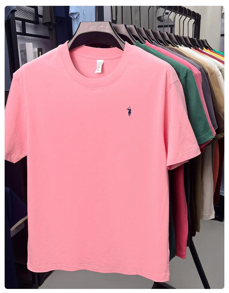 100% cotton men's short sleeve T-shirt fashion brand Paul Pony embroidery summer new high-end comfortable casual round neck top