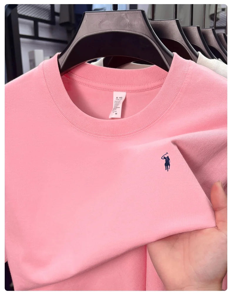 100% cotton men's short sleeve T-shirt fashion brand Paul Pony embroidery summer new high-end comfortable casual round neck top