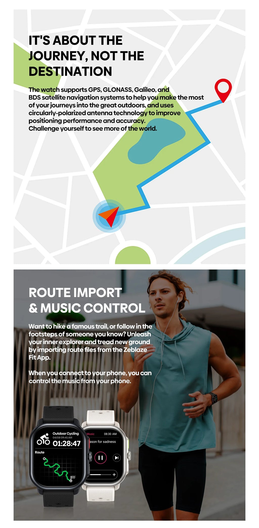 New Zeblaze Beyond 3 Pro GPS Smart Watch 2.15" AMOLED Display Built-in GPS & Route Import Make/Receive Phone Calls Smartwatch