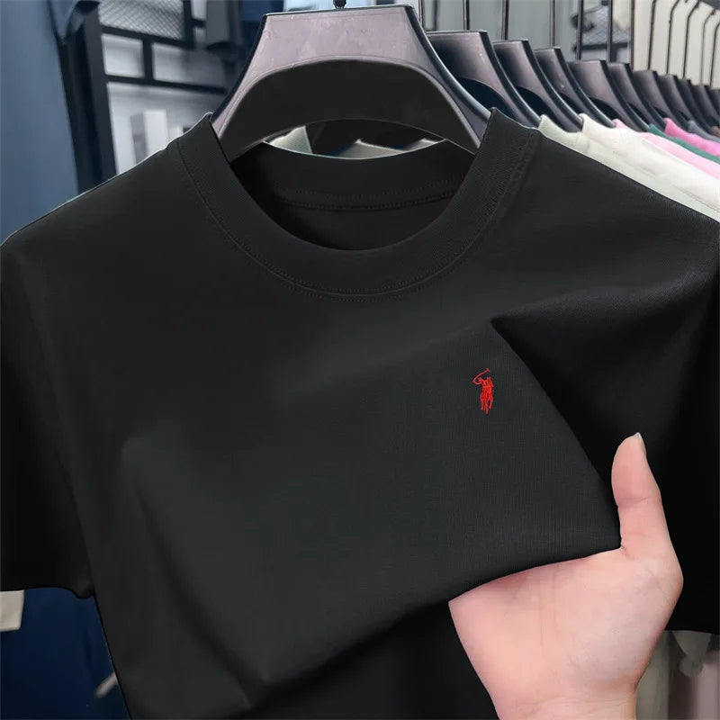 100% cotton men's short sleeve T-shirt fashion brand Paul Pony embroidery summer new high-end comfortable casual round neck top