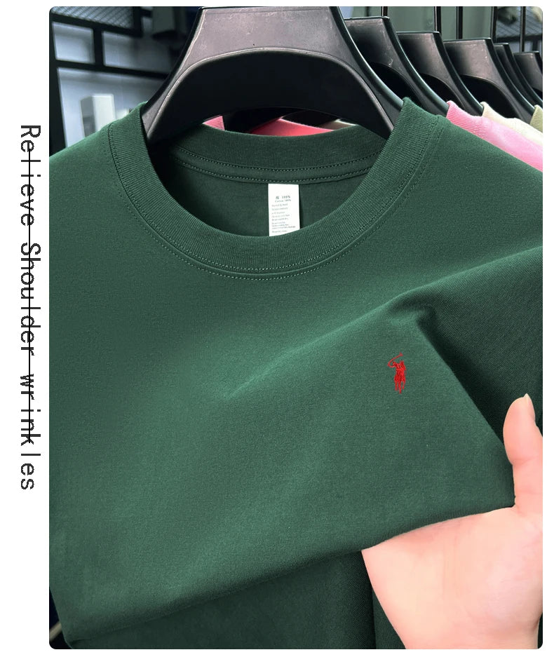 100% cotton men's short sleeve T-shirt fashion brand Paul Pony embroidery summer new high-end comfortable casual round neck top